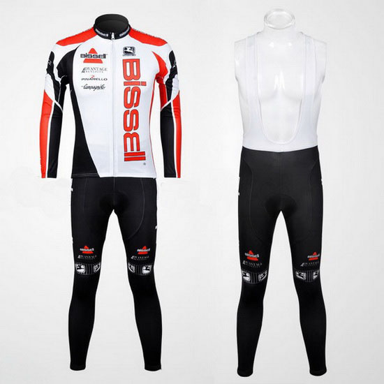 2012 Maillot Bissell Tirantes Mangas Largas Blanco Y Rojo